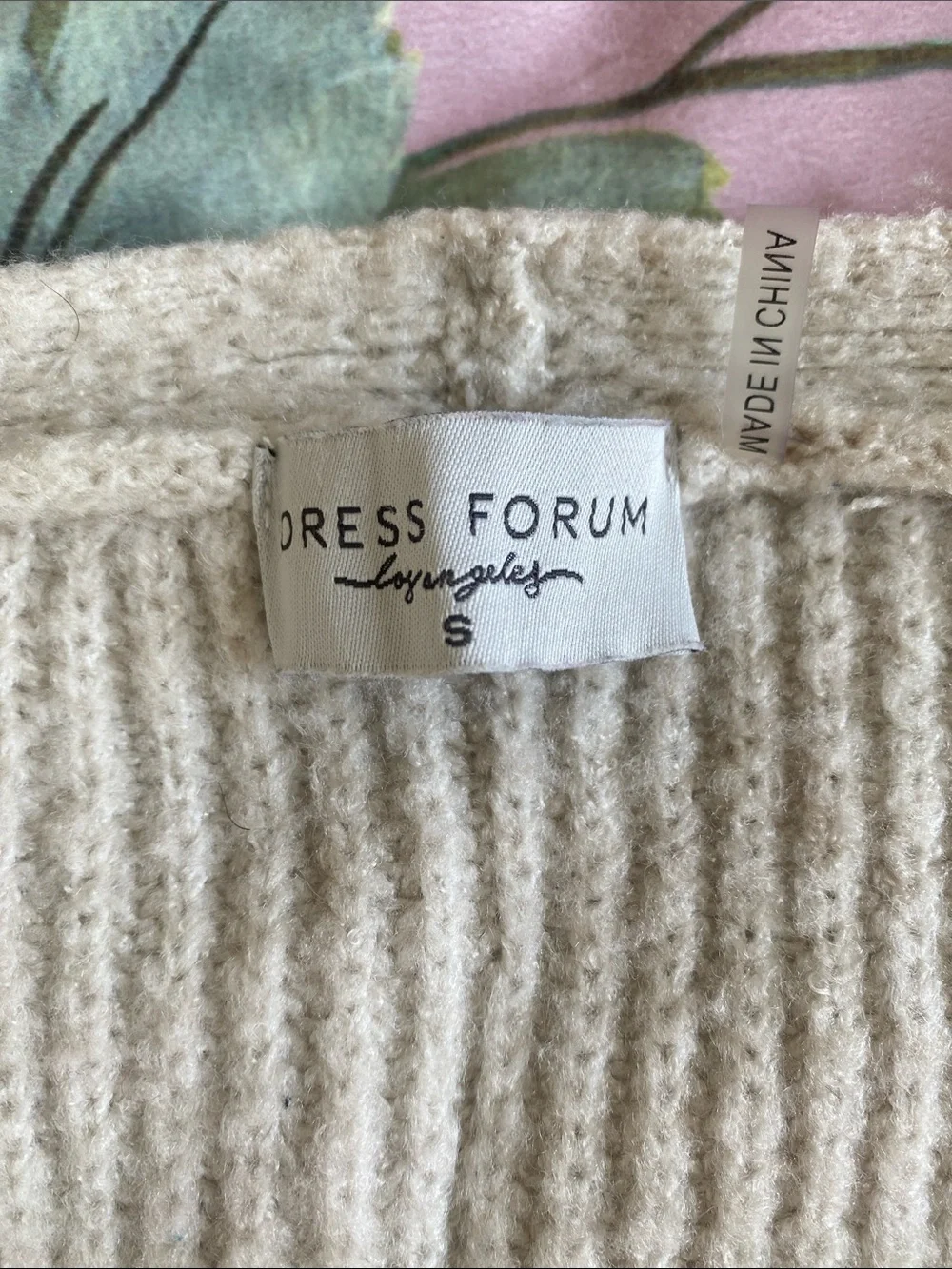 Dress Forum Cream Ribbed Button V-Neck Cardigan